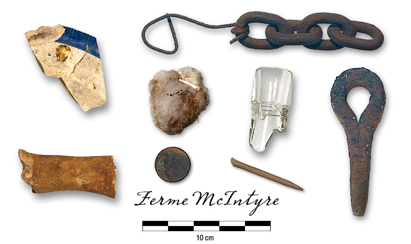Photographie : cha&icirc;ne et fil, goulot de bouteille, assiette, os, boulon &agrave; œil, crayon &agrave; ardoise, mica, penny anglais