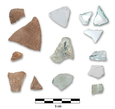 Photograph of clear glass from Lafleur outbuildings