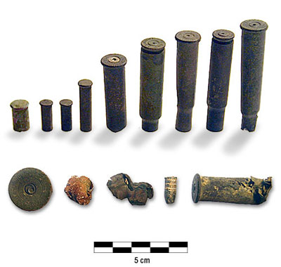 Photograph of munitions from Lafleur outbuildings.