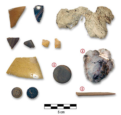 Photograph of miscellaneous artifacts from McIntyre Farm