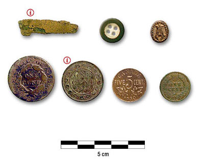 Photograph of miscellaneous artifacts from the Round Lake Shoreline