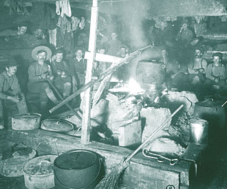 Photograph of camboose shanty interiour